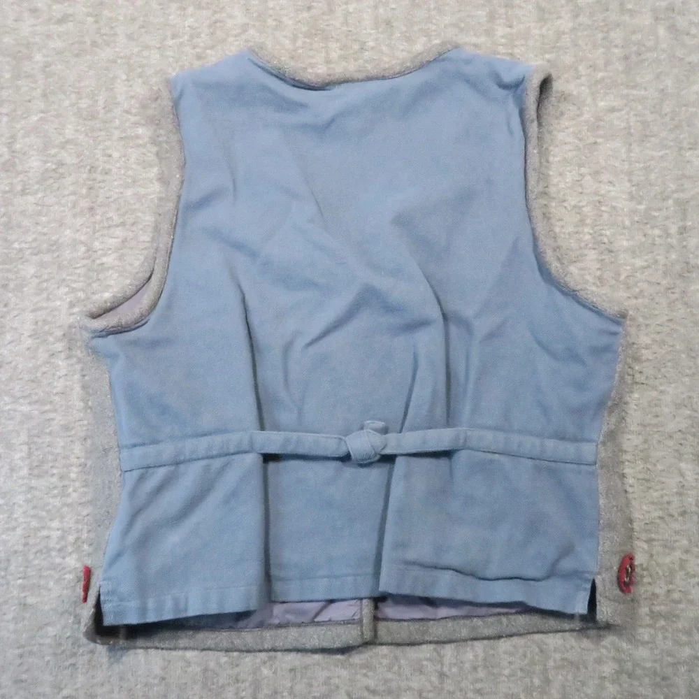 Casey & Max Wool Vest M Gray Floral Embroidered Metal Button Cottagecore Boho - Picture 3 of 9